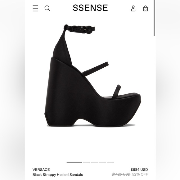 Versace Tri-Platform Satin Platform Wedge Sandal 160mm Strappy Square Toe Heel - Picture 11 of 15